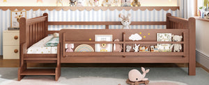 English Elm Queen Bunk Bed with Trundle Solid Pine Kids Car Themed Frame Built-in Bookshelf Natural W1580S00537