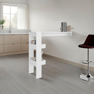 English Elm Othello Minimalist White Kitchen Table with Open Shelving for Modern Home Dining B092P439896