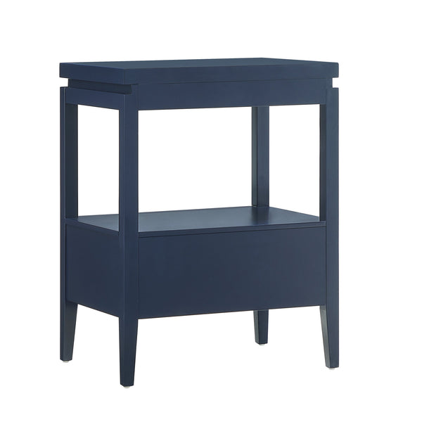 English Elm Olana Midnight Blue 1-Drawer Nightstand with Floating Top, Hidden Tray, Gold Pull & Spacious Shelf B050P376961