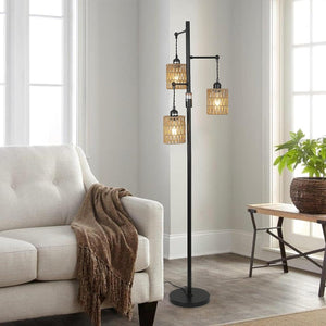 English Elm Floor Lamp - Elegant Rattan Design With Stepless Dimming, Perfect For Cozy Home Décor & Lighting W2738P185406