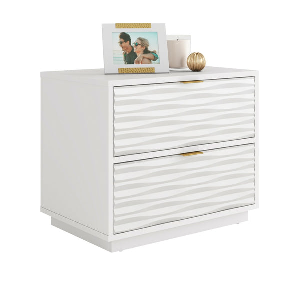 English Elm Side Table - Elegant White Finish With 2 Drawers For Storage, Perfect For Any Room Décor Style B356P367935-GIGA