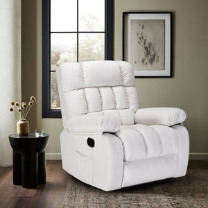 English Elm Recliner Rocker Chair Upholstered with Side Pocket and Footrest for Living Room T3623P438638