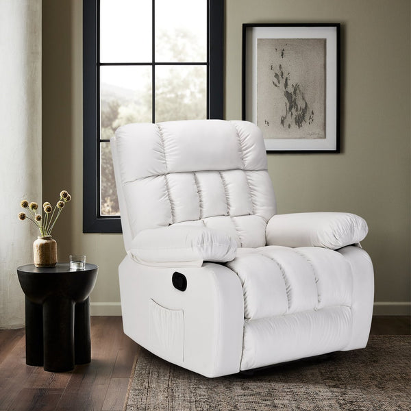 English Elm Recliner Rocker Chair Upholstered with Side Pocket and Footrest for Living Room T3623P438638