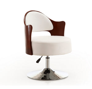 English Elm Bopper Vegan Leather Swivel Lounge Chair White — Adjustable Height, Polished Chrome Base, Modern Two-Tone Design B365P397929
