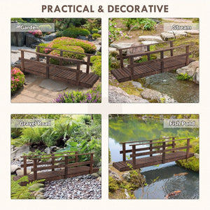 English Elm Outsunny 7' Wooden Garden Bridge With Safety Rails - Charming Footbridge For Ponds, Streams & Walkways W2225P174529-GIGA