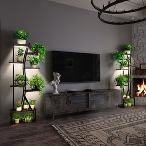 English Elm Plant Stand Indoor With Adjustable Grow Lights - 8-Tier S-Shaped Shelf For Stylish Space Saving Decor T3210P356965-GIGA