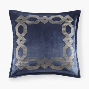 English Elm European Velvet Embroidered Geometric Pillow Sham with Metallic Stitching and Hidden Zipper Closure Navy 9.84 L x 1.72 W x 8.66 H B035128727