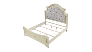 English Elm Traditional King Bed With Luxurious Button-Tufted Upholstery In Antique Beige For Timeless Elegance B009S01328-GIGA