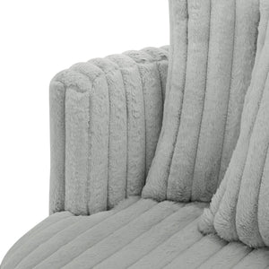 English Elm Mindy Ultra Plush Oversized Swivel Barrel Chair in Grey — Wide-Wale Cord Fabric, Fully Assembled Comfort B050P390589