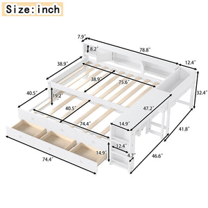 English Elm Twin Daybed Pine Frame with Trundle Desk Hutch Shelves and Storage for Kids Rooms White W1580S00458
