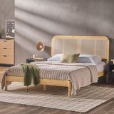 Queen Platform Bed with Rattan Headboard Insert Natural NRUB5CNA Walker Edison