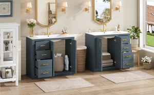 English Elm 72'' Bathroom Vanity With Ceramic Sink - Stylish Freestanding Set, Solid Wood Frame, Ample Storage & Modern Design N710SS00015C