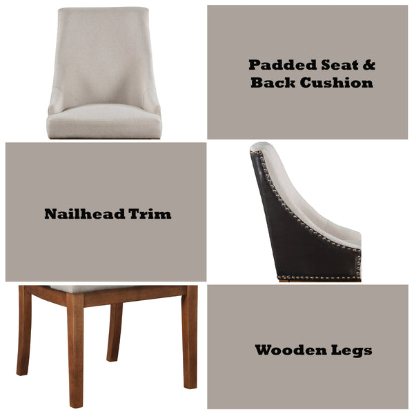 English Elm Gilsea Two-Tone Brown Upholstered Side Chairs Set of 2 with Nailhead Trim, Faux Leather & Wood Finish B2726P320910