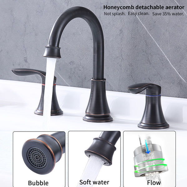 English Elm 2-Handle Widespread Bathroom Sink Faucet In Oil-Rubbed Bronze With 360° Swivel Spout & Drain Assembly T3177P277548