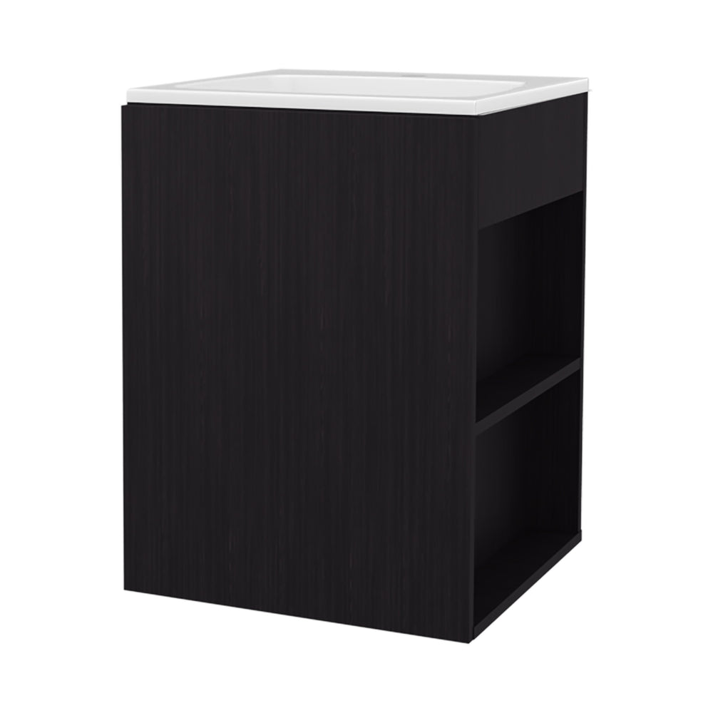 English Elm Bathroom Vanity Engineered Wood 24.8” H with Single Door, 2 Shelves, Modern Eco-Friendly Design Black 28.74 L x 22.83 W x 4.33 H B097S00210