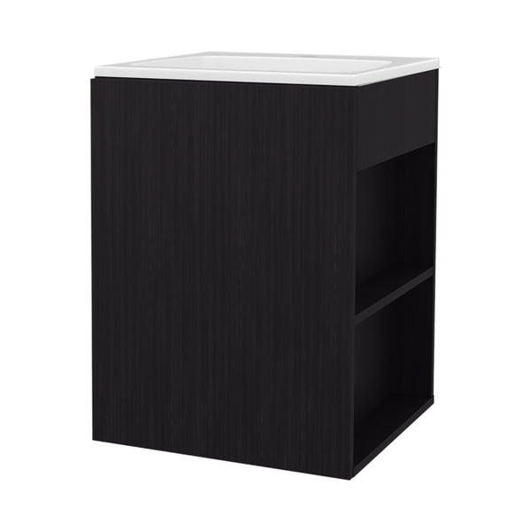 English Elm Bathroom Vanity Engineered Wood 24.8” H with Single Door, 2 Shelves, Modern Eco-Friendly Design Black 28.74 L x 22.83 W x 4.33 H B097S00210