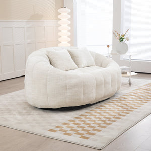 English Elm Bean Bean Bag Sofa High-Density Memory Foam Two-Seater Lounger High Back Chenille Cozy Support Beige W395P181433