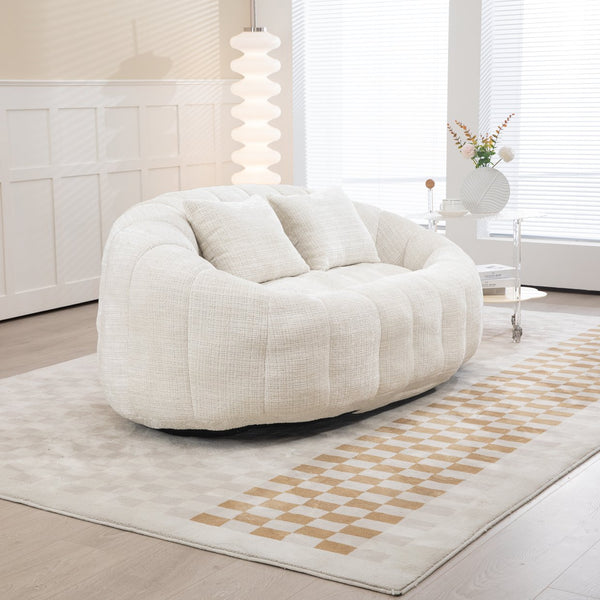 English Elm Bean Bean Bag Sofa High-Density Memory Foam Two-Seater Lounger High Back Chenille Cozy Support Beige W395P181433