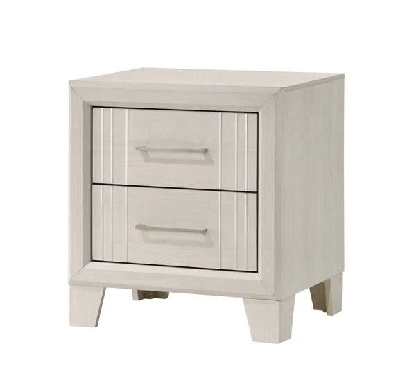 English Elm 1pc Modern Faux Marble Top Nightstand with Two Drawers, Sleek Contrast Finish, Compact Bedroom Storage Beige 19.49 L x 24.61 W x 23.62 H B2741P330645