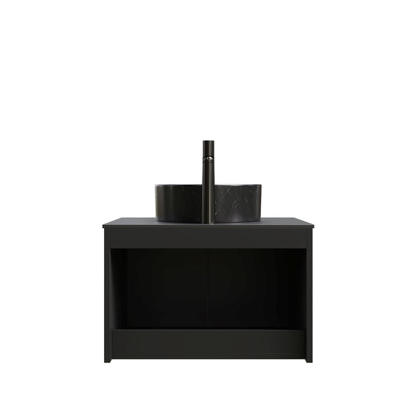 English Elm Dina Floating Bathroom Vanity with Sintered Stone Top and Crystal Glass Basin W2615S00645