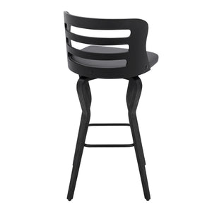 English Elm Lusera 30" Swivel Bar Stool - Gray Faux Leather With Black Wood Base For Modern Comfort & Style B2736P268537