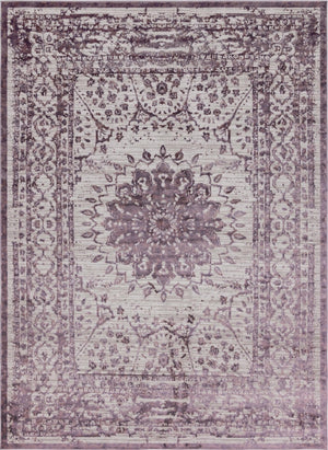 Unique Loom Aberdeen Derbyshire Machine Made Medallion Rug Violet, Ivory/Beige 10' 4" x 14' 1"