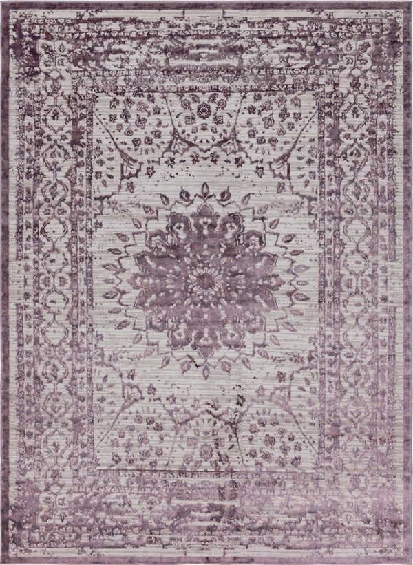 Unique Loom Aberdeen Derbyshire Machine Made Medallion Rug Violet, Ivory/Beige 10' 4" x 14' 1"