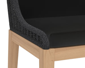 Sunpan SORRENTO Barstool - Arashi Black Fabric, Modern Design with Teak Base for Indoor & Outdoor Use 109524