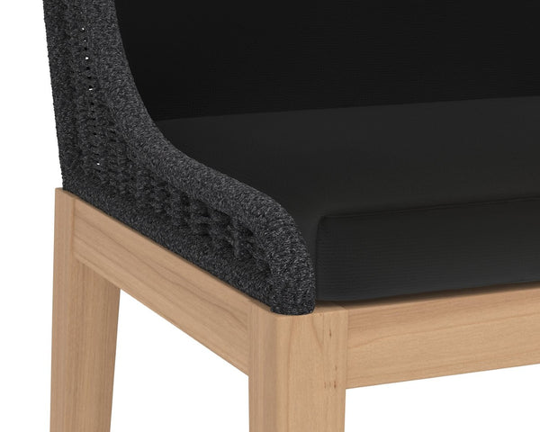 Sunpan SORRENTO Barstool - Arashi Black Fabric, Modern Design with Teak Base for Indoor & Outdoor Use 109524