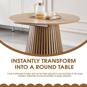 English Elm Wooden Dining Table - Extendable Space-Saving Design For Dining, Office, Or Coffee Use, Stylish Oval Top W3590P355171-GIGA