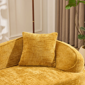 English Elm Yellow Curved Two-Person Compressed Sofa with Chenille Fabric, Spring Support, 2 Pillows, No-Assembly W3612P350748