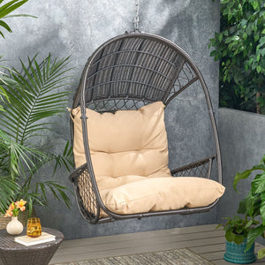 English Elm Christopher Knight Home® - Malia Wicker Hanging Chair - Stylish Indoor/Outdoor Seating With Plush Cushion For Relaxation & Comfort 67677.00BTN