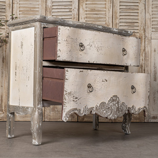 English Elm Vintage Double-Drawer Wooden Cabinet - Farmhouse Charm For Stylish Living Spaces & Rustic Gifts W2946P241497-GIGA