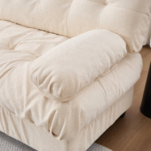 English Elm Modular Cloud Sectional Sofa Flannelette Upholstered Deep Seat with Plush Round Armrests Beige W2120S00045