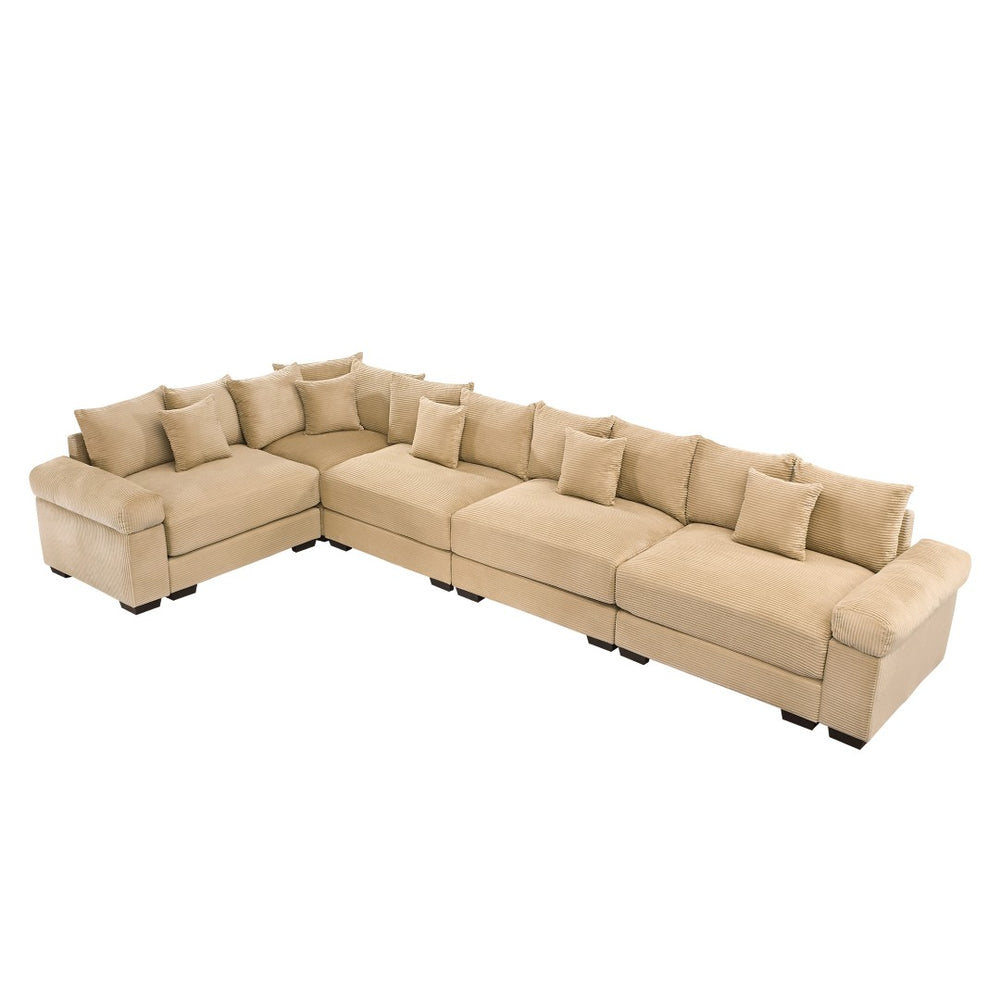 English Elm Oversized Modular Sectional Couch With 16 Pillows – Plush Corduroy, Ergonomic Design, Easy Assembly! W714S01305-GIGA