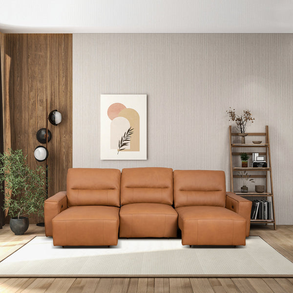 English Elm Grant Power Convertible Sofa Top Grain Leather Mid Century Queen Sleeper B183S00121