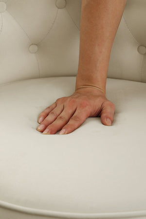 English Elm 360 Degree Swivel Cuddle Barrel Accent Storage Chairs Plush Velvet Round Armchair with Hidden Storage and Luxurious Comfort Beige W1420P198930