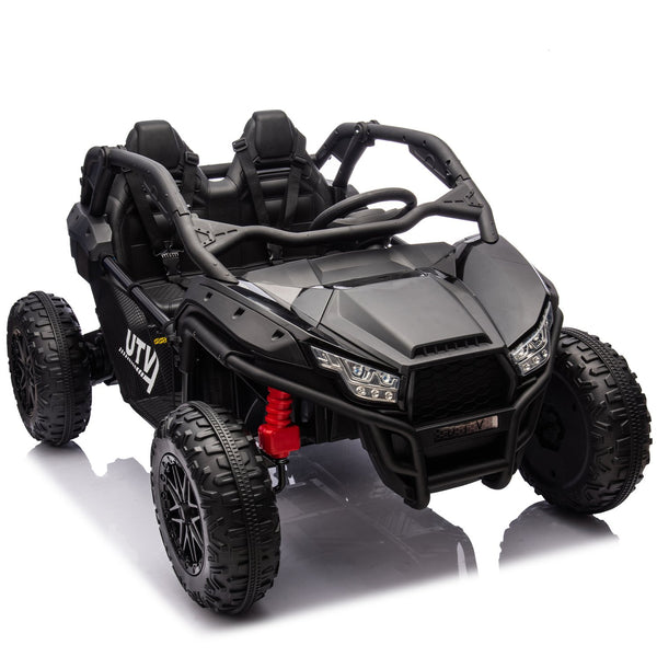 English Elm 24v Two Seater Kids Utv with Parental Remote Dual Motors Four Wheel Suspension Led Black W1578P198431