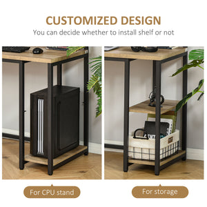 English Elm HOMCOM Extra Long 78.75" Double Computer Desk for Two with Monitor Shelves, CPU Stand, Industrial Tan W2225P217264