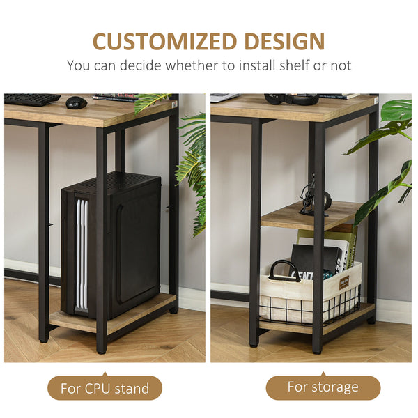 English Elm HOMCOM Extra Long 78.75" Double Computer Desk for Two with Monitor Shelves, CPU Stand, Industrial Tan W2225P217264