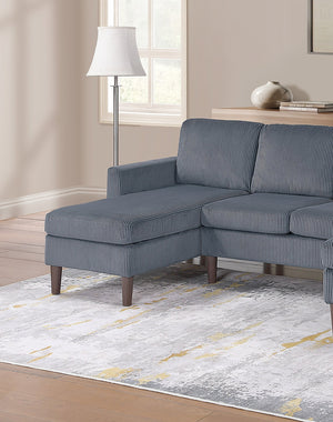 English Elm 3pc Sectional Sofa Set with Dual Chaises Corduroy Upholstery Modern Square Arms Tapered Legs Cozy Comfort Dark Gray 47 L x 18 W x 58 H B011P340109