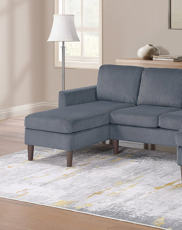 English Elm 3pc Sectional Sofa Set with Dual Chaises Corduroy Upholstery Modern Square Arms Tapered Legs Cozy Comfort Dark Gray 47 L x 18 W x 58 H B011P340109