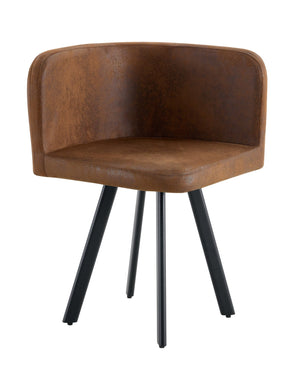English Elm Stylish Brown Pu Faux Leather Modern Dining Chair Set of Six with Sculpted Backs W3875P370933
