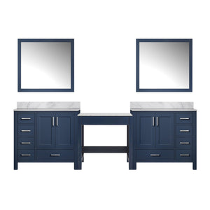 English Elm Navy Blue Double Bath Vanity With Carrara Marble Top, Mirrors & Ample Storage For Stylish Bathrooms B2731S00631