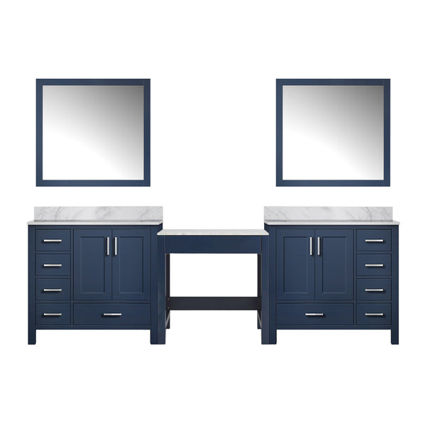 English Elm Navy Blue Double Bath Vanity With Carrara Marble Top, Mirrors & Ample Storage For Stylish Bathrooms B2731S00631