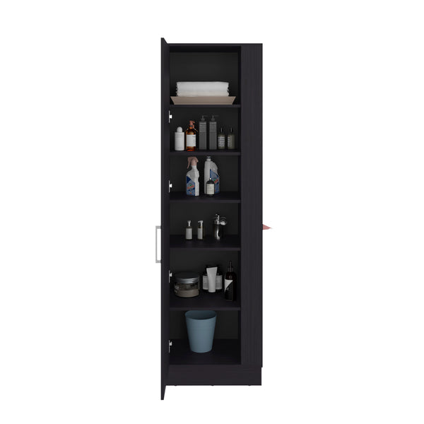 English Elm Storage Cabinet Tall Narrow Matte Black Single Door Organizer for Laundry or Office B092P474490