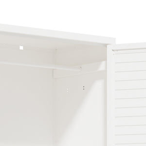 English Elm White Steel Freestanding Wardrobe Cabinet with Rod and Shelves for Dorm or Apartment T2398P480394