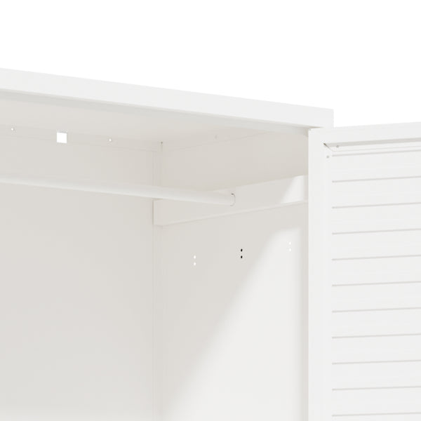 English Elm White Steel Freestanding Wardrobe Cabinet with Rod and Shelves for Dorm or Apartment T2398P480394