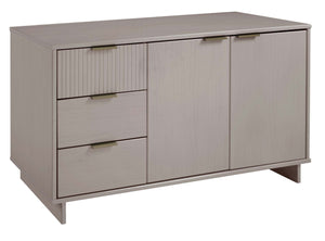 English Elm Granville 55" Sideboard with Solid Wood Ribbed Drawers, Gold Steel Handles & 3 Concealed Shelves LIGHT GREY B365S00119