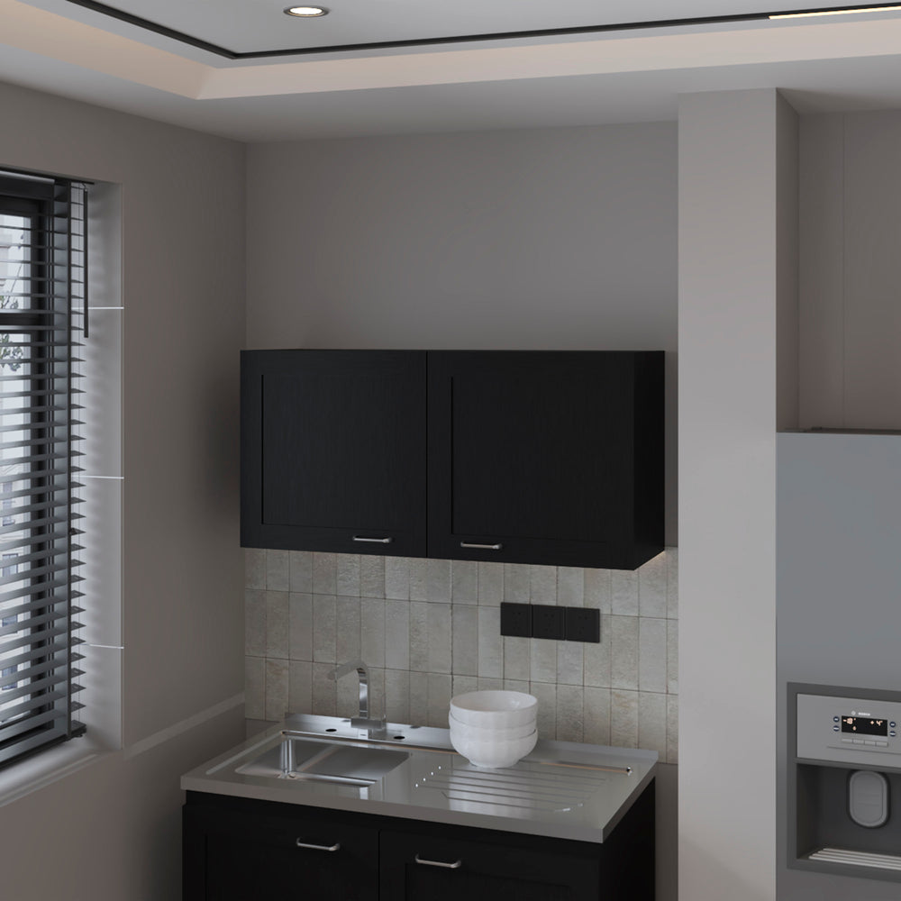 English Elm Fm Furniture Nakya Matte Black Wall Cabinet Open Shelf Modern Kitchen Storage B128P293888